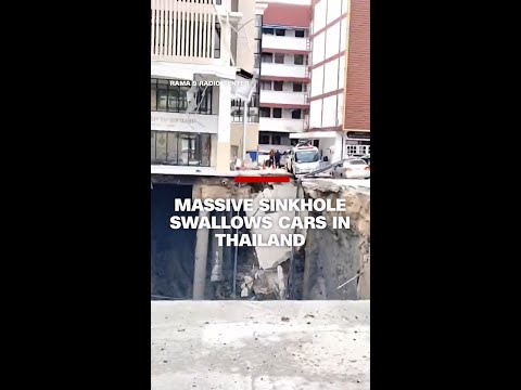 Massive sinkhole swallows cars in Thailand