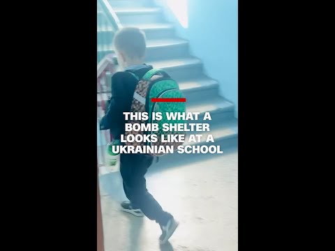 This is what a bomb shelter looks like at a Ukrainian school