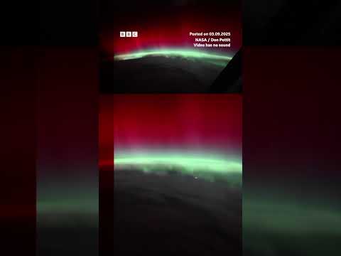 Rare red aurora seen from space. #NASA #Space #BBCNews