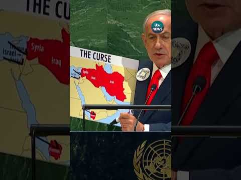 Netanyahu shows map he calls’The Curse’ as he speaks ofIran, Houthis and Hamas #shorts