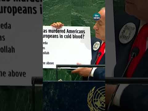 Netanyahu does ‘pop quiz’ of ‘enemies’ in UN speech #netanyahu #israel #unitednations #shorts