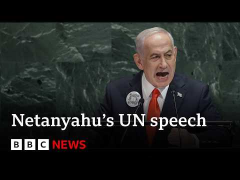 Netanyahu calls Palestinian recognition ‘disgraceful’, as dozens walk out of UN speech | BBC News