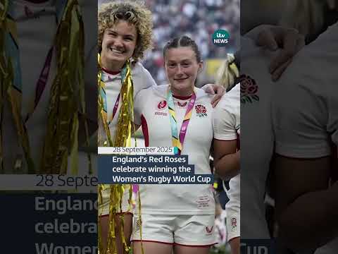 England’s Red Roses celebrate winning the Women’s Rugby World Cup #itvnews #rugby