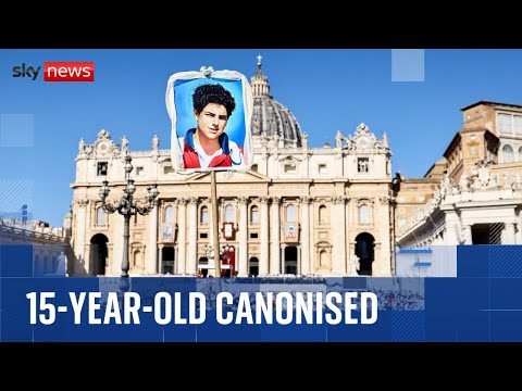 Carlo Acutis, who died leukaemia of in 2006 aged 15, canonised by Pope Leo.