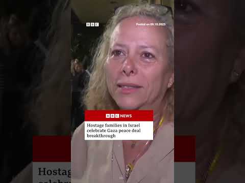 Families of Israeli hostages celebrate Gaza peace deal breakthrough. #BBCNews