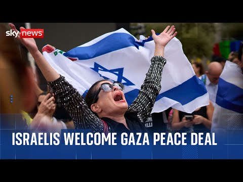 Israelis gather in Hostages Square to celebrate news of Gaza peace deal