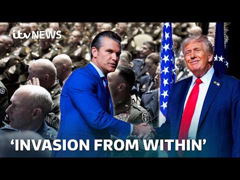 Trump says US is ‘under invasion from within’ in unusual speech to generals | ITV News