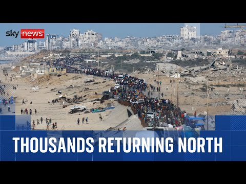 Tens of thousands of Palestinians head back north – as Israel pulls troops back