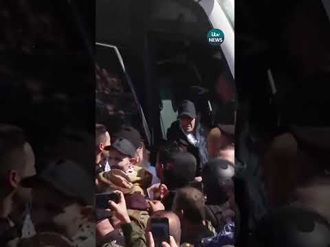 Released Palestinians met by cheering crowd in West Bank #itvnews #itvnews #gaza #israel #shorts