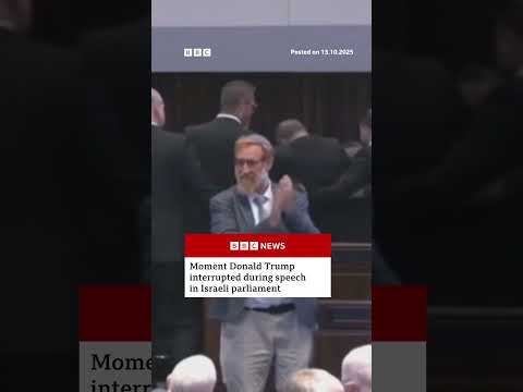 Donald Trump’s speech interrupted in Israeli parliament. #DonaldTrump #Israel #BBCNews