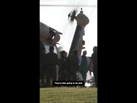 Helicopters transport Israeli hostages to hospital