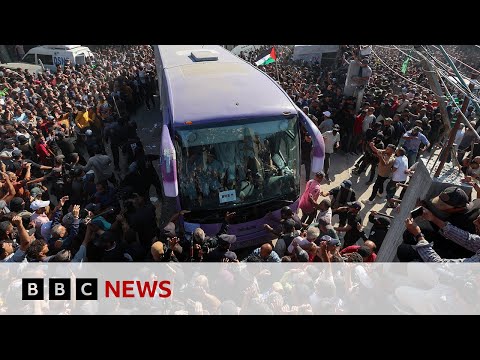 Almost 2,000 Palestinian prisoners and detainees return to Gaza and West Bank | BBC News