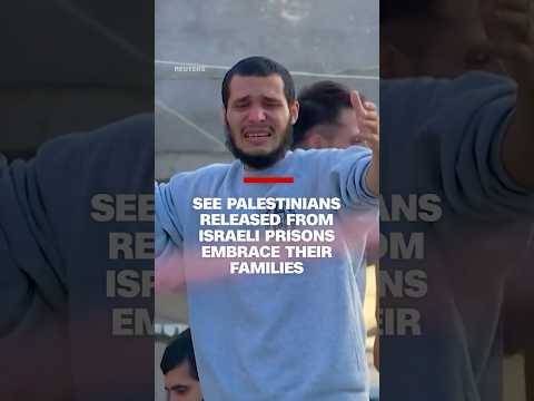 See Palestinians released from Israeli prisons embrace their families