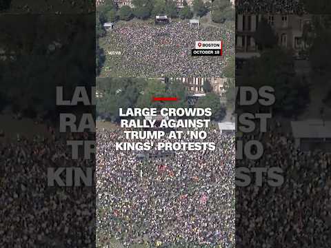 Large crowds rally against Trump at ‘No Kings’ protests across the US