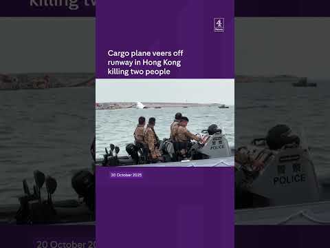 Cargo plane veers off runway in Hong Kong killing two people