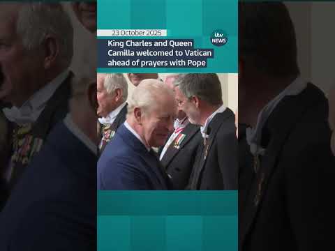 King Charles and Queen Camilla welcomed to Vatican ahead of prayers with Pope Leo XIV #shorts