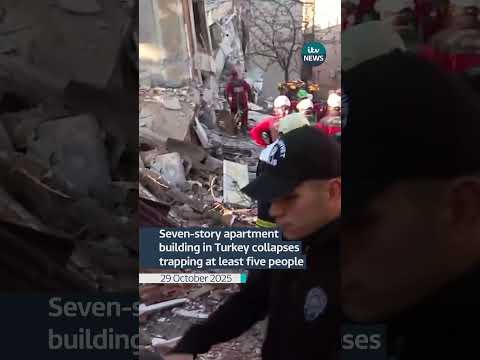 Apartment building in Gebze collapses trapping at least five people #itvnews