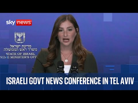 Israeli government news conference after more than 100 killed in new Gaza strikes