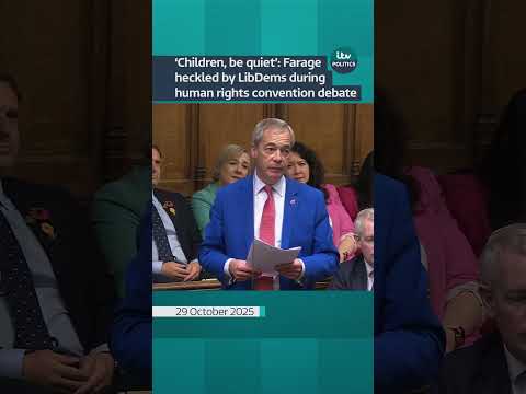 Farage repeatedly heckled while urging for UK to leave human rights convention