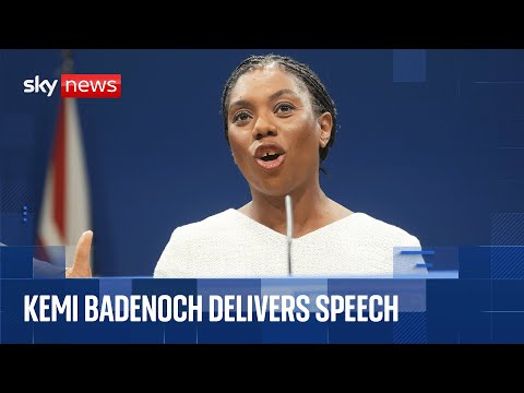 Tory leader Kemi Badenoch delivers speech
