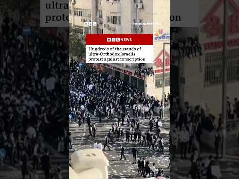 Hundreds of thousands of ultra-Orthodox Israelis protest against conscription. #BBCNews