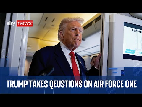 Trump speaks to reporters on Air Force One as he heads to Florida