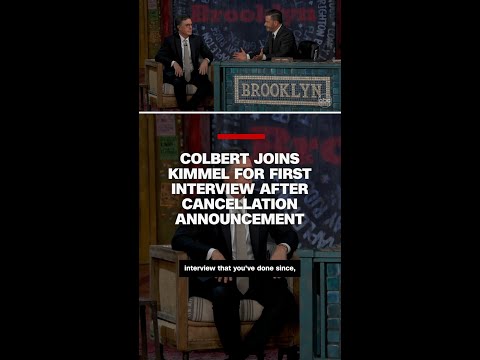 Colbert joins Kimmel for first interview after cancellation