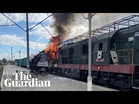 Ukraine: passenger train on fire after Russian airstrike
