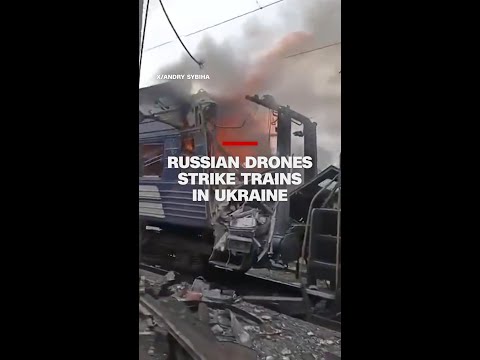 Russian drones strike trains in Ukraine
