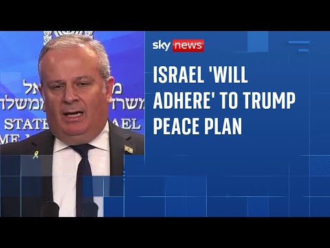 Israel ‘will adhere’ to Trump peace plan, government spokesperson tells Sky News