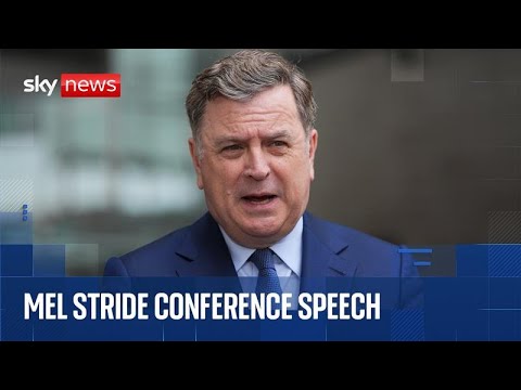 Shadow chancellor Sir Mel Stride addresses Conservative party conference
