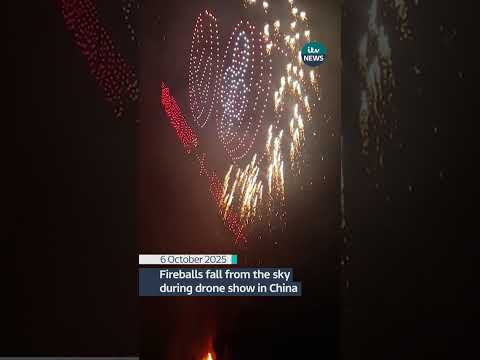 Fireballs fall from the sky during drone show in China. #news #itvnews