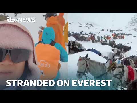 Hundreds still trapped on Mount Everest after getting stranded by blizzard | ITV News