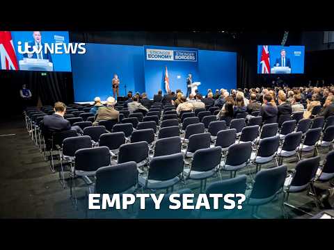 Conservatives make cost-cutting pledges to sparse party conference hall | ITV News
