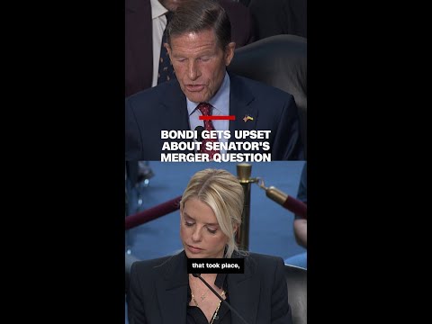 Bondi gets upset about senator’s merger question