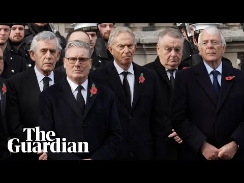 Remembrance Sunday: prime ministers past and present show respect at the Cenotaph
