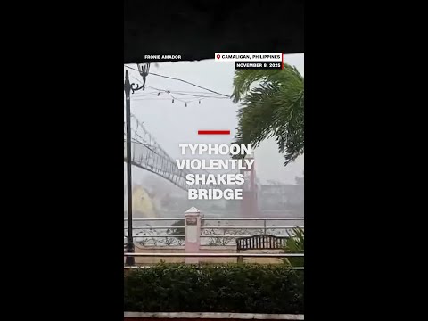 Typhoon slings suspension bridge in Philippines