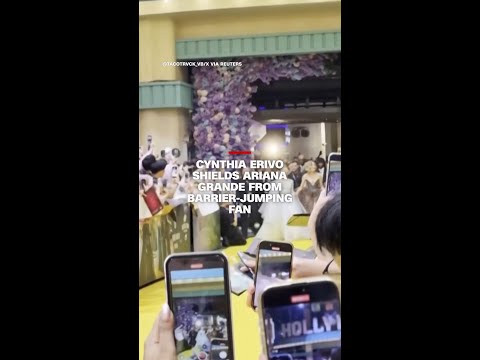 Cynthia Erivo shields Ariana Grande from barrier-jumping fan
