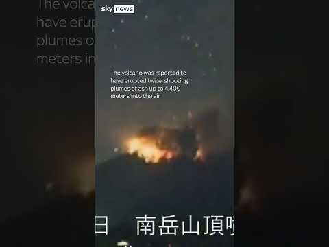 Moment massive plumes of ash rises from volcano