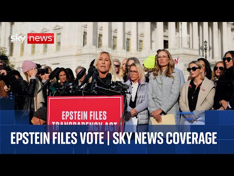 Epstein survivors call for release of files ahead of vote | Sky News coverage