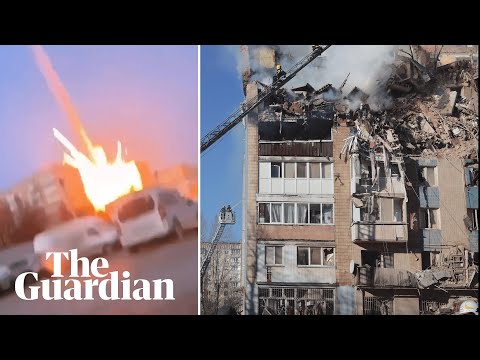 Moment Russian missile strikes apartment block in Ukraine