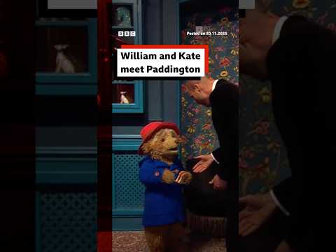 William and Kate meet Paddington Bear. #Paddington #PrinceWIlliam #BBCNews