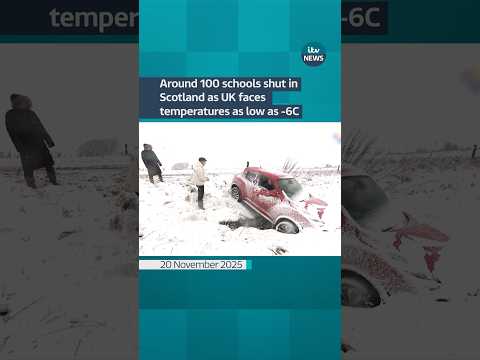 Around 100 schools shut in Scotland as UK faces temperatures as low as -6C #itvnews #shorts