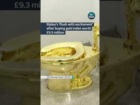 Ripley’s ‘flush with excitement’ after buying gold toilet worth £9.3m #shorts #itvnews