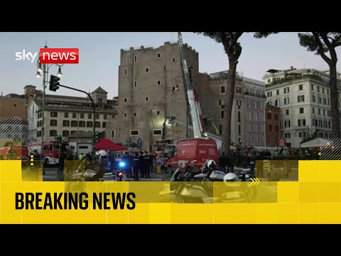 Medieval tower collapses during renovation work in Rome