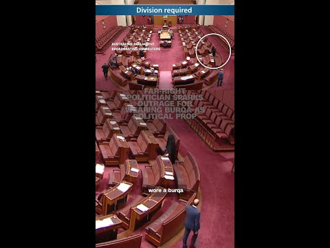 Far-right politician sparks outrage for wearing burqa as political prop