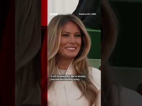 First Lady Melania Trump welcomes the White House Christmas tree. #US #Christmas #BBCNews