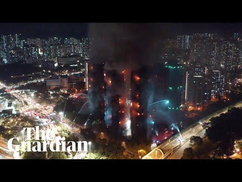 Aerial video shows scale of Hong Kong apartment complex fire