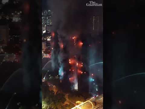 Hong Kong apartment complex fire shown in drone footage