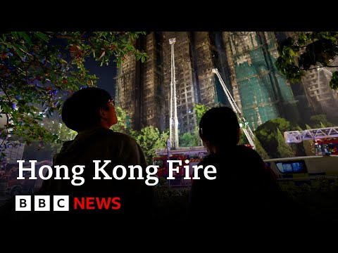 Firefighters search for missing after Hong Kong tower blocks fire | BBC News